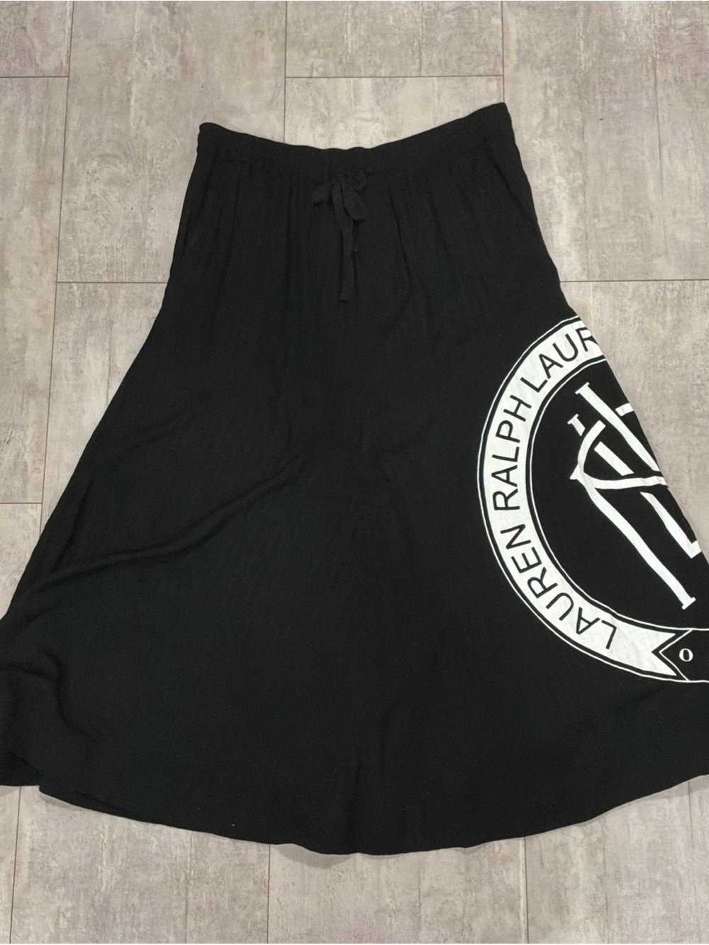 Lauren Ralph Lauren Logo Ripstop Midi Skirt Black Sz 14